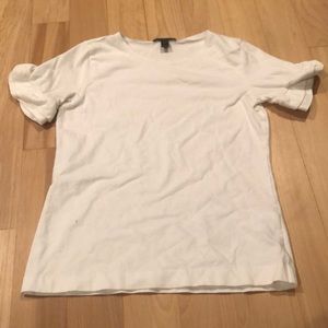 J. Crew White Ruffle-Sleeved Shirt